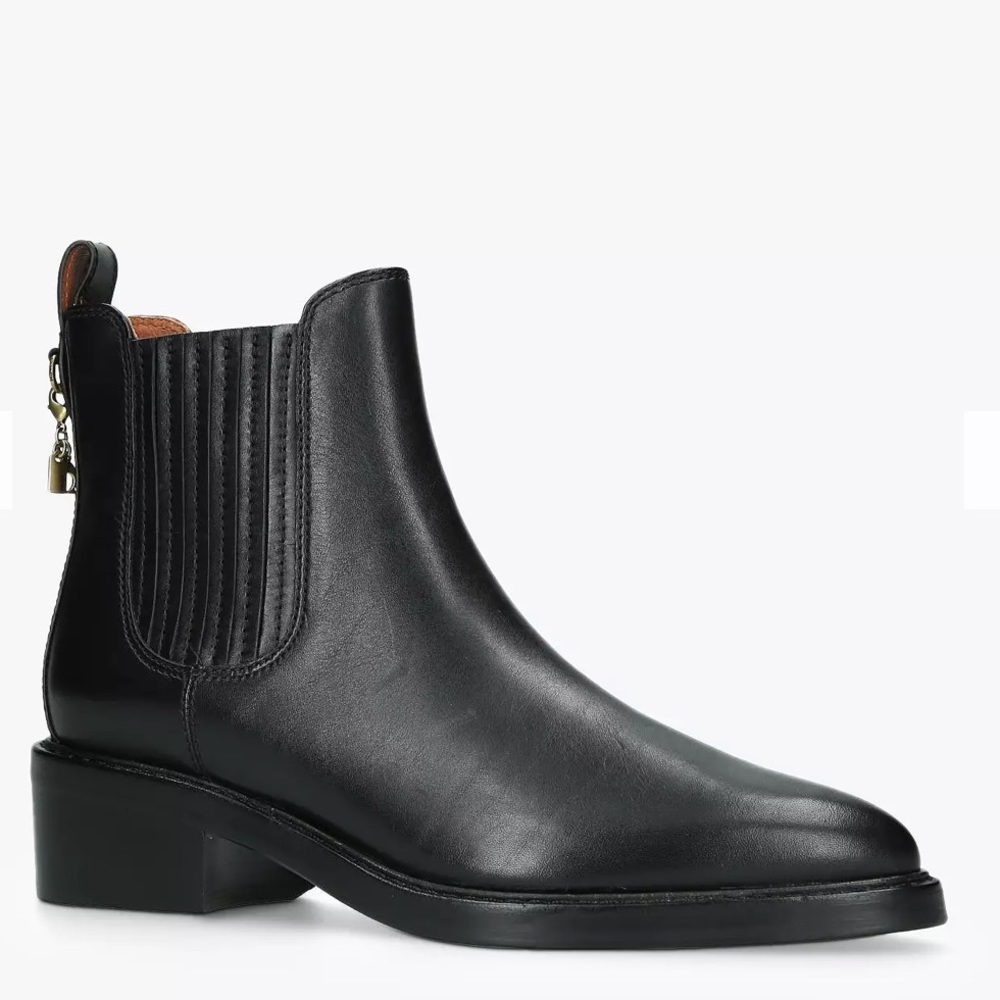 SALE💥💥 COACH Bowery Chelsea Block Heel Ankle Boots Genuine Leather Black - Picture 13 of 13